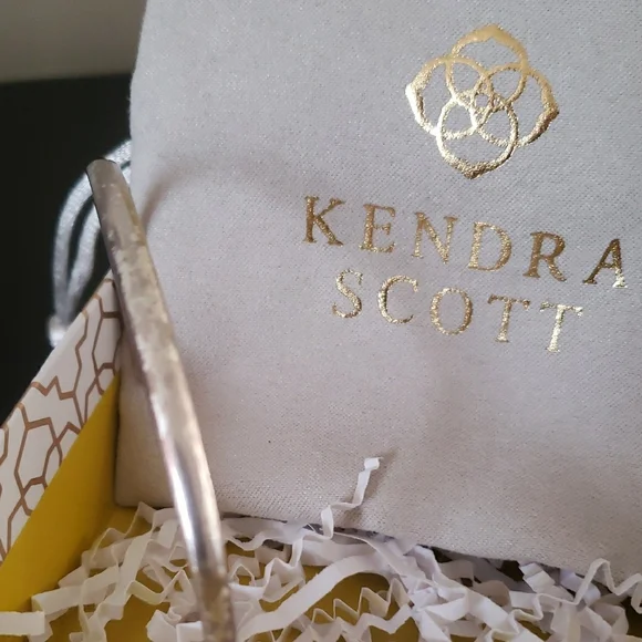 Kendra Scott Silver Thin Cuff Bangle w/ Kira Pierced Earrings - Picture 7 of 17